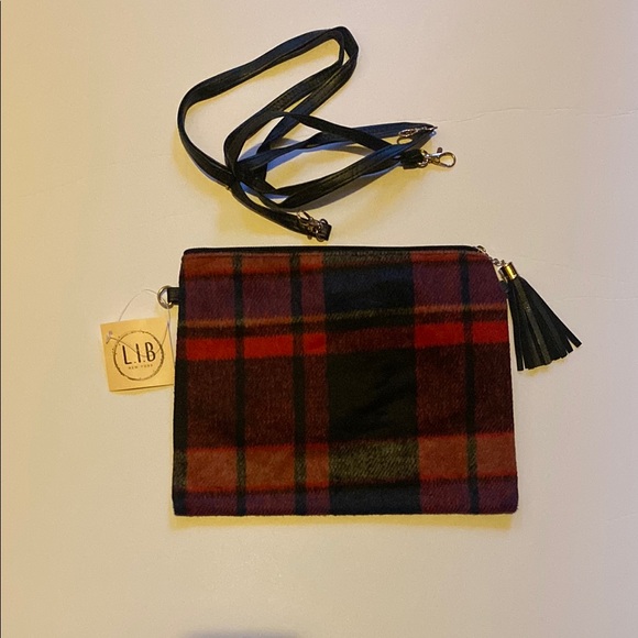 LIB NY Handbags - Plaid Crossbody Bag - Red and Black